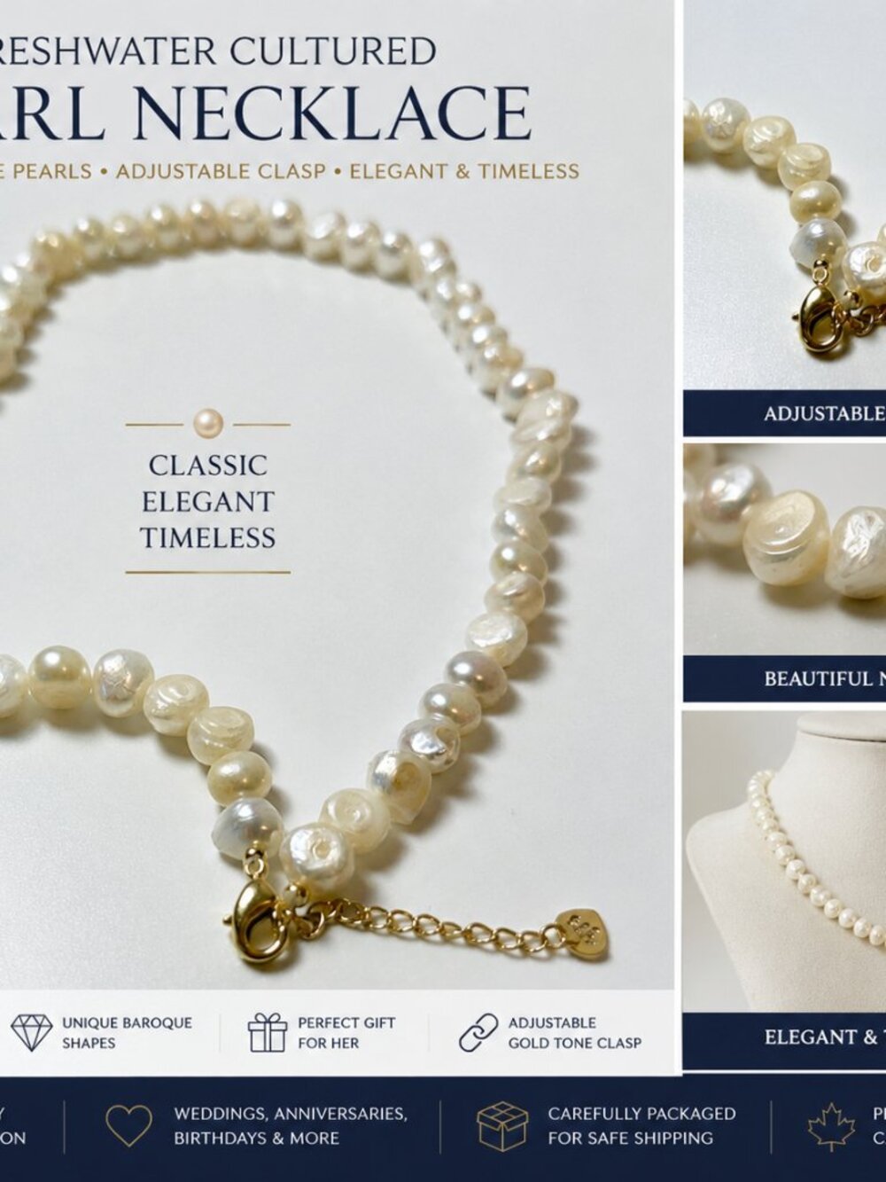 Pearl-05--Natural Freshwater Baroque Pearl Necklace